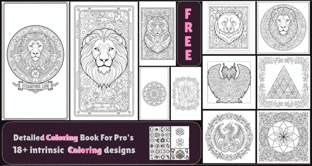 AI-generated coloring page design app full coloring page book example created using Gemini AI for print-on-demand use