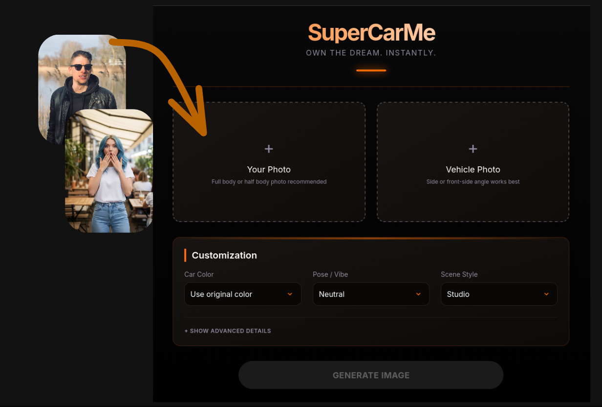 AI-generated supercarme image with personalized subjects using Gemini AI google banana pro image generation