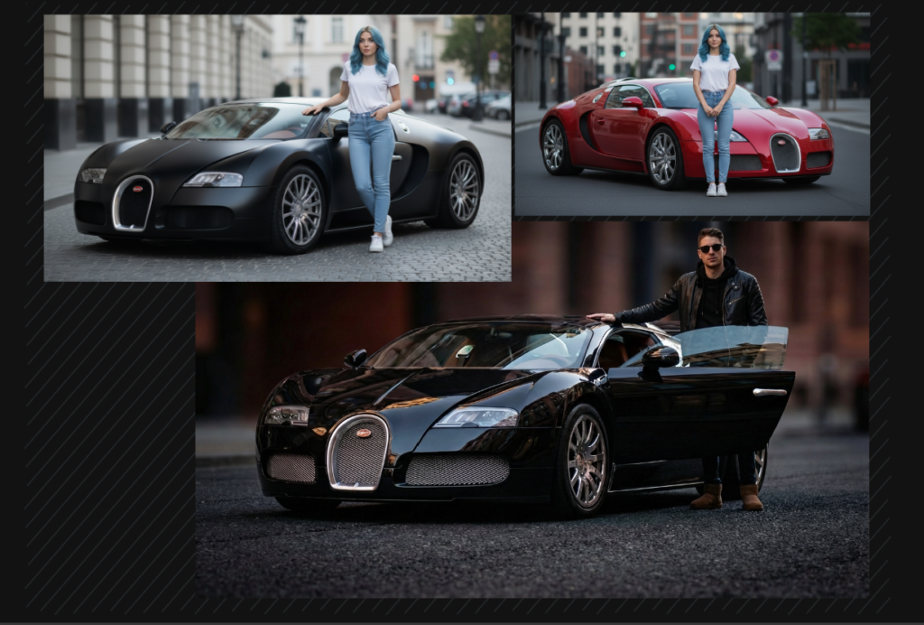 AI-generated supercarme image results  with personalized subjects Bugatti Veyron image  using Gemini AI image generation