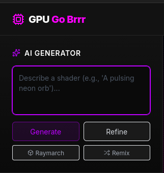AI-generated shader animation full UI layout section created with Gemini AI and generative coding tools